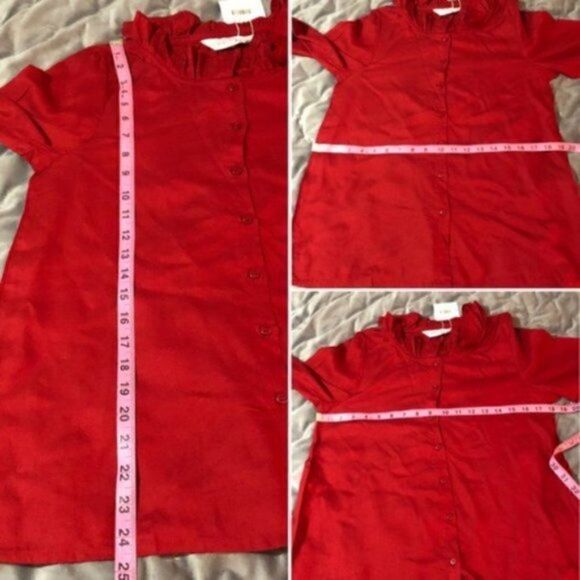 Modcloth Ruffle Collar Blouse The Frill Of It Top Red S - Picture 12 of 12